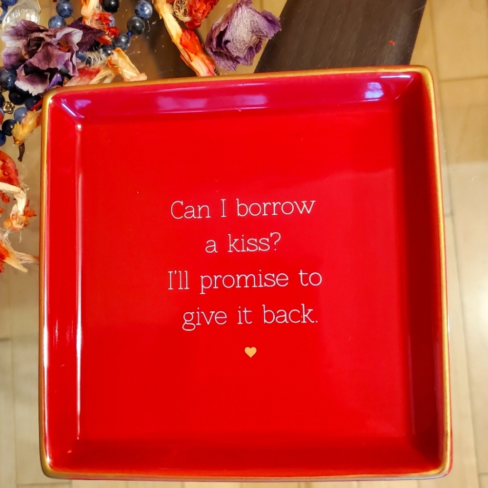 NEW Trinket Tray - Can I Borrow You Kiss? Size 5" x 5"